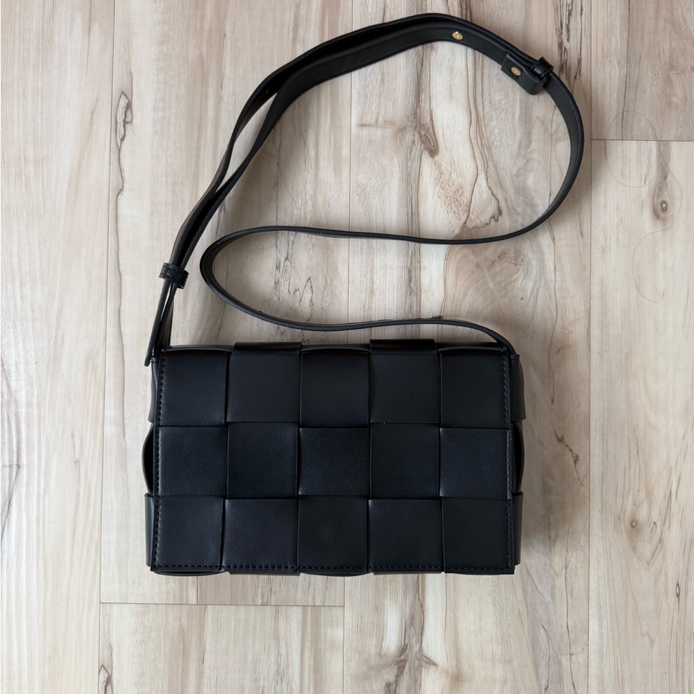 Elegant Black Woven Leather Bag
